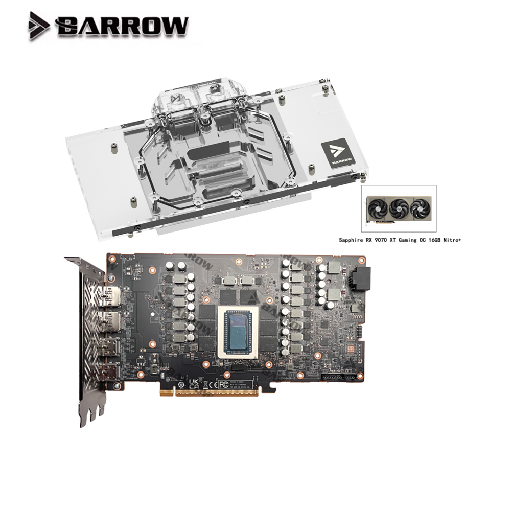 Barrow GPU Water Block For Sap - Rx 9070 16Gb 评论和价格